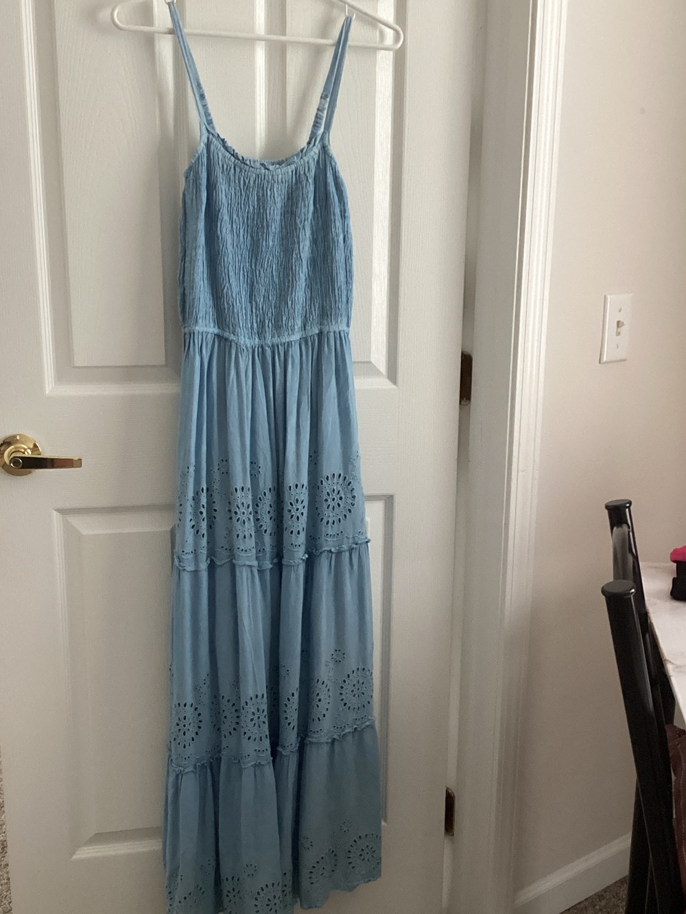 euc jessica simpson denim chambray maxi dress